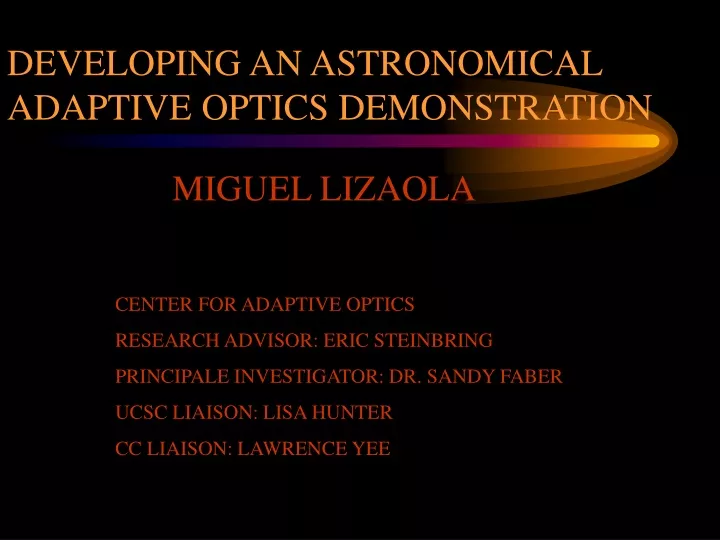 developing an astronomical adaptive optics