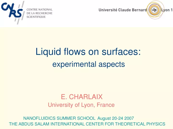 liquid flows on surfaces