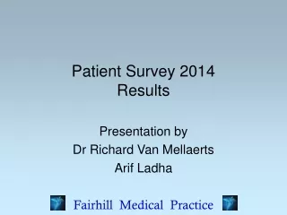 Patient Survey 2014 Results