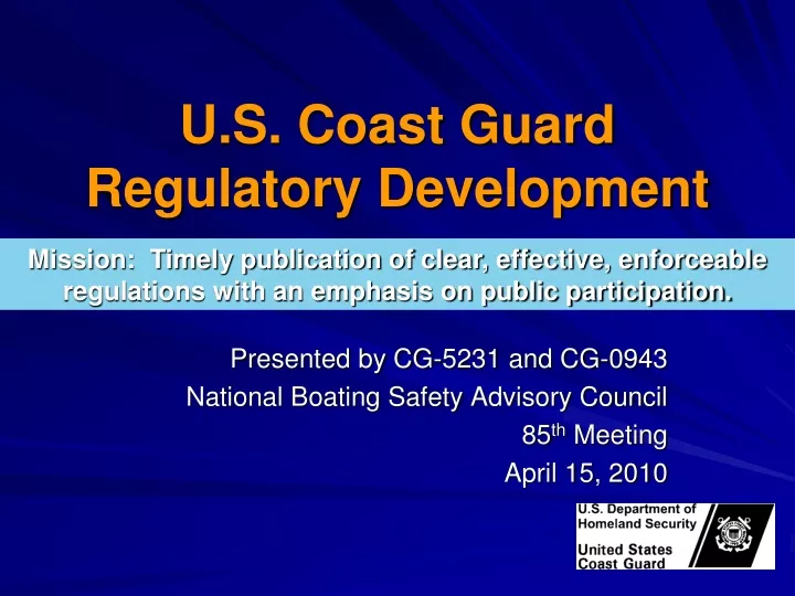u s coast guard regulatory development