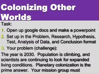 Colonizing Other Worlds