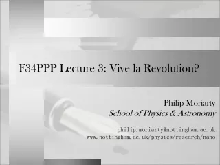 F34PPP Lecture 3: Vive la Revolution?