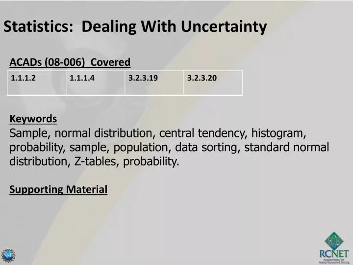 statistics dealing with uncertainty