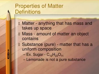 Properties of Matter Definitions