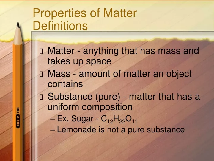 properties of matter definitions