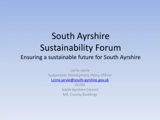 South Ayrshire  Sustainability Forum  Ensuring a sustainable future for South Ayrshire