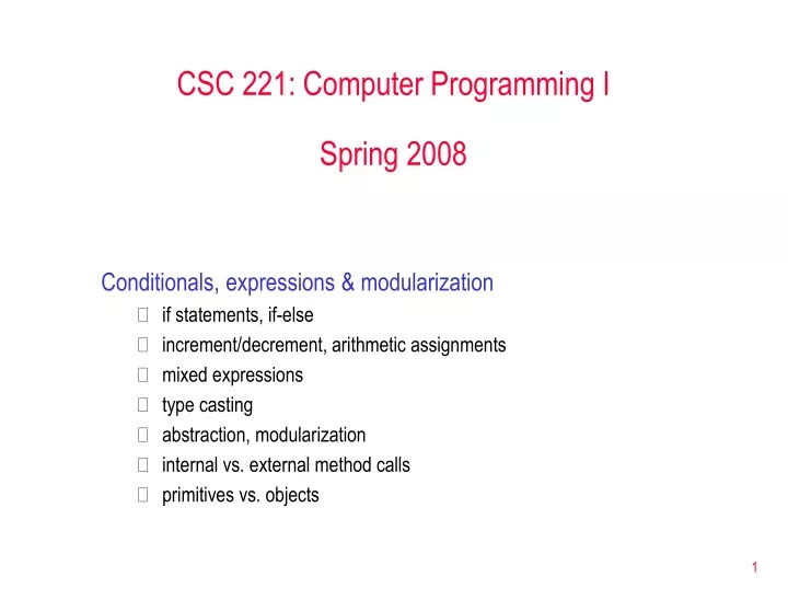 conditionals expressions modularization