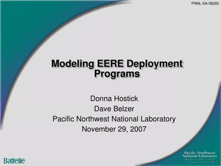 modeling eere deployment programs