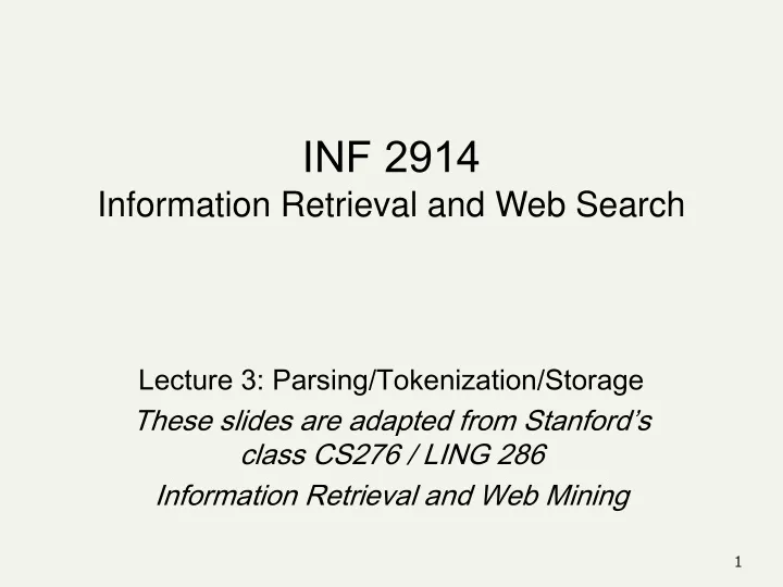 inf 2914 information retrieval and web search
