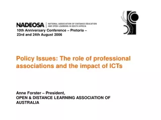 10th Anniversary Conference – Pretoria –  23rd and 24th August 2006