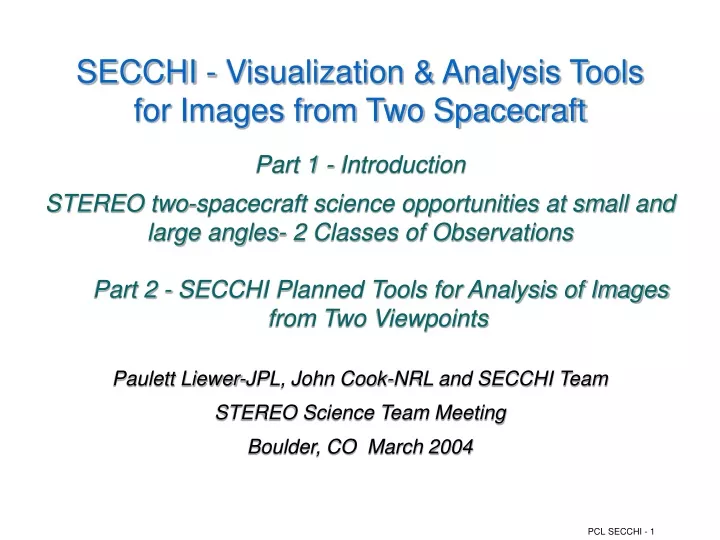 secchi visualization analysis tools for images from two spacecraft