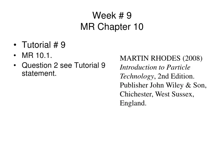 week 9 mr chapter 10