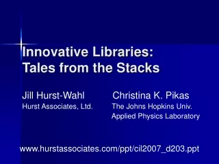 Innovative Libraries: Tales from the Stacks