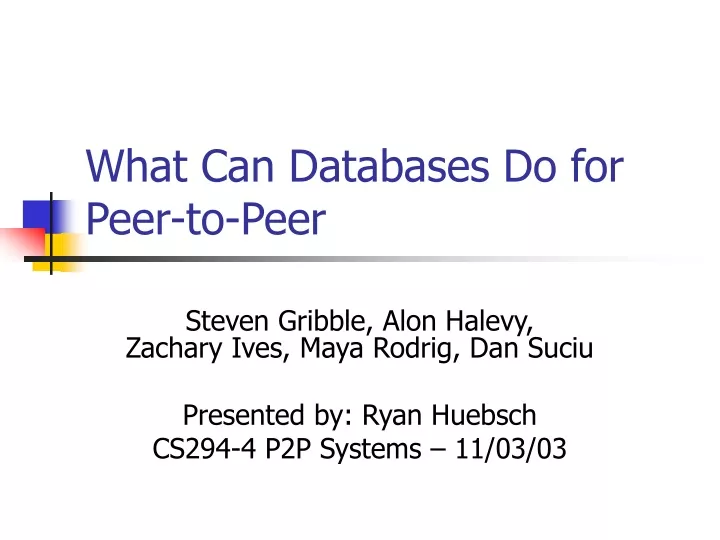 what can databases do for peer to peer