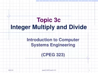 Topic 3c Integer Multiply and Divide