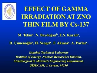 EFFECT OF GAMMA IRRADIATION AT ZNO THIN FILM BY Cs-137