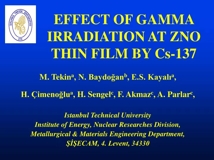 effect of gamma irradiation at zno thin film by cs 137