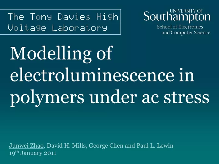modelling of electroluminescence in polymers under ac stress