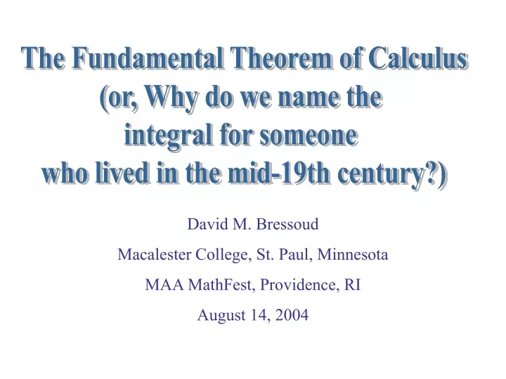 the fundamental theorem of calculus