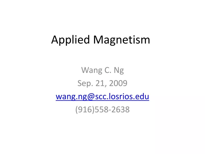 applied magnetism