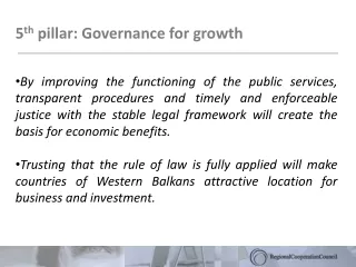 5 th  pillar: Governance for growth