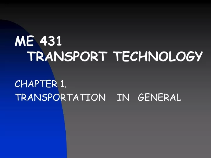 me 431 transport technology chapter
