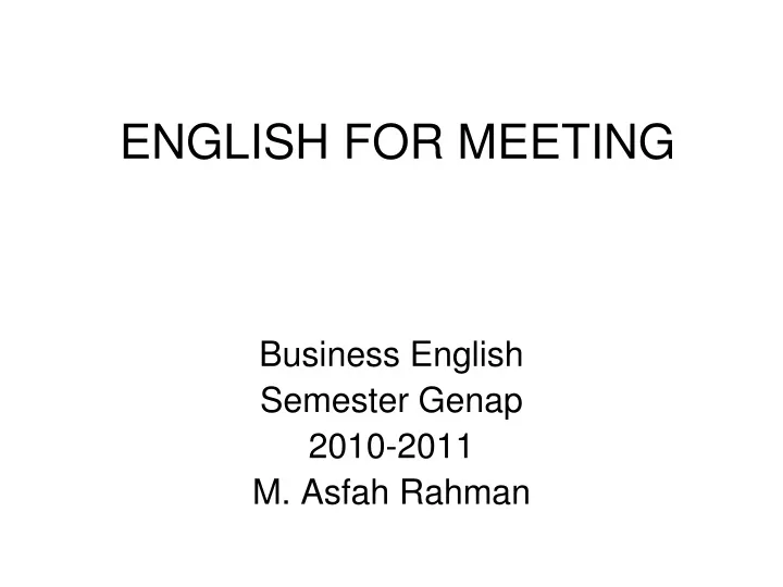 english for meeting