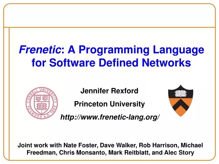 frenetic a programming language for software defined networks