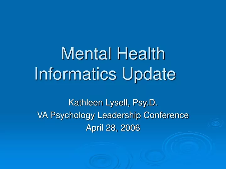 mental health informatics update