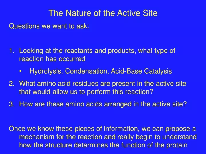 the nature of the active site