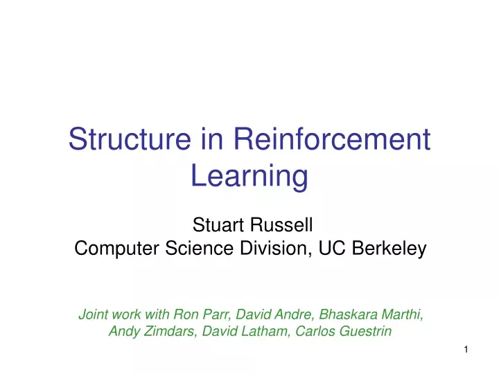 structure in reinforcement learning
