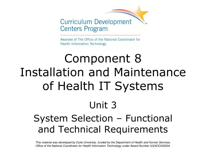 component 8 installation and maintenance of health it systems