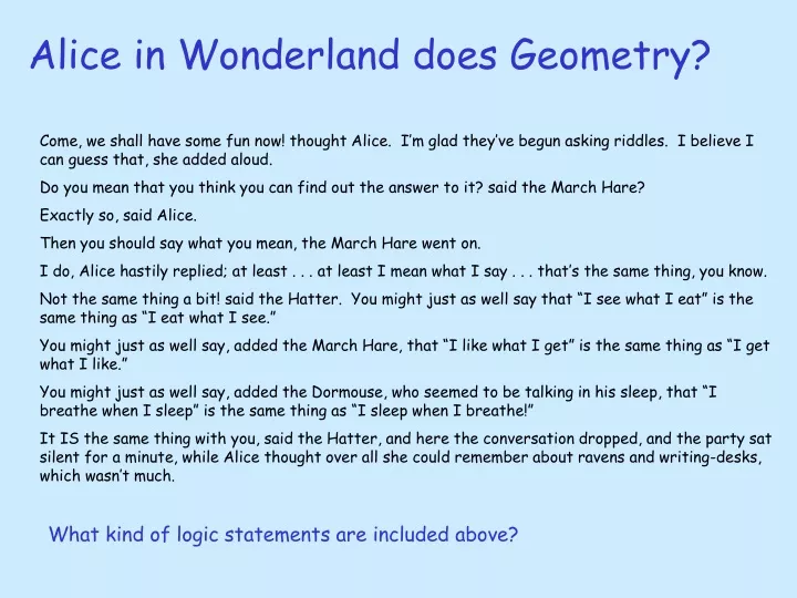 alice in wonderland does geometry