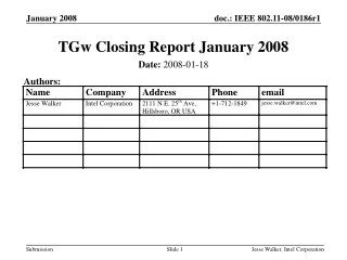 TGw Closing Report January 2008