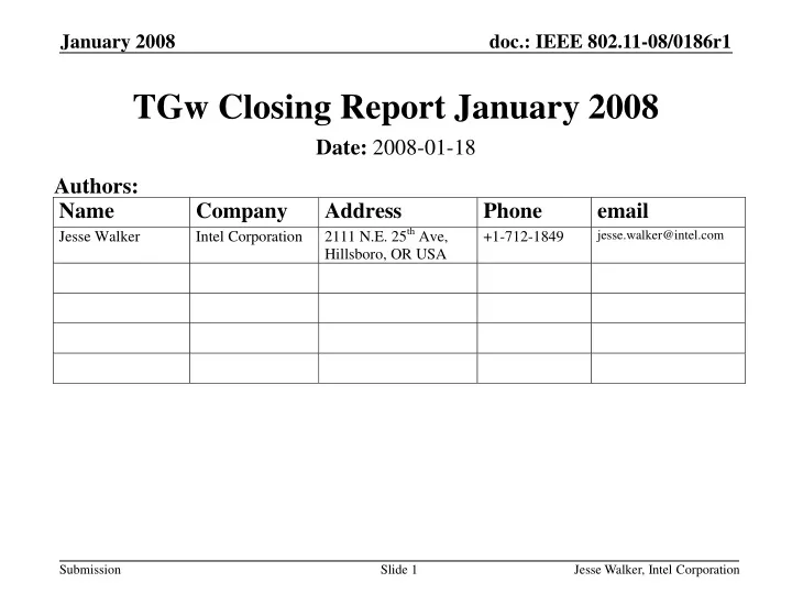 tgw closing report january 2008
