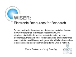 WISER:  Electronic Resources for Research