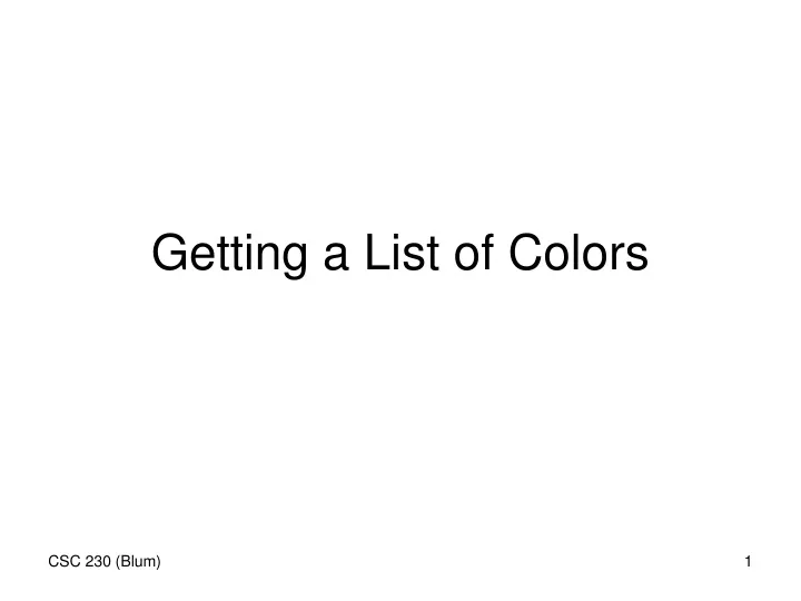 getting a list of colors