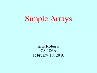 Simple Arrays