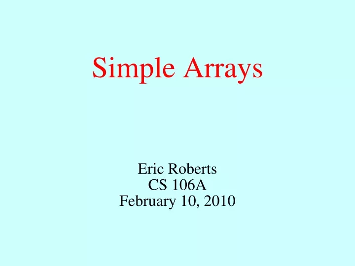 simple arrays