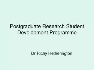 Postgraduate Research Student Development Programme