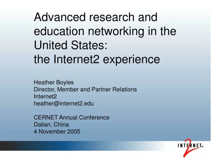 advanced research and education networking in the united states the internet2 experience