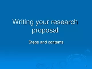 Writing your research proposal