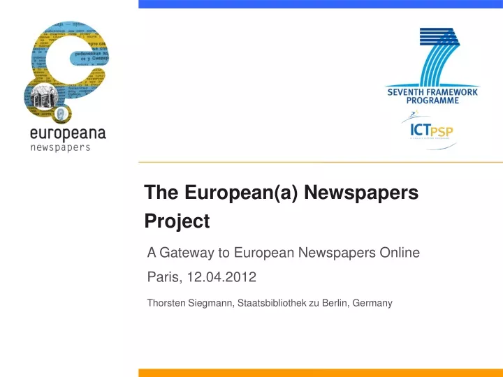 the european a newspapers project