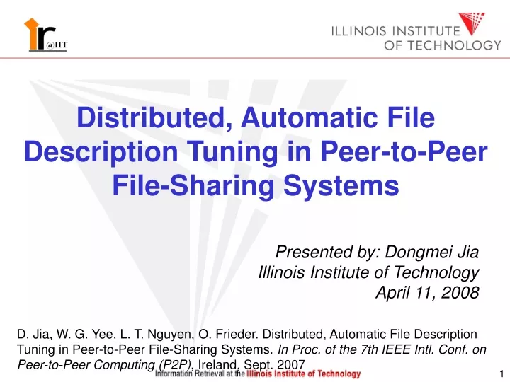 distributed automatic file description tuning in peer to peer file sharing systems