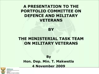 By  Hon. Dep. Min. T. Makwetla 4 November 2009