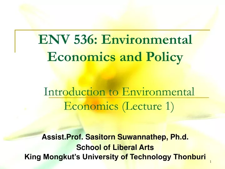 env 536 environmental economics and policy