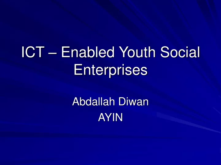 ict enabled youth social enterprises