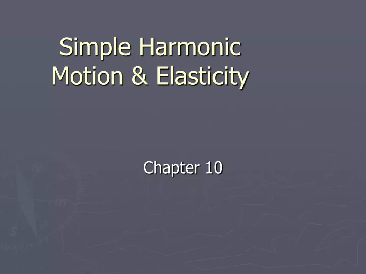 simple harmonic motion elasticity