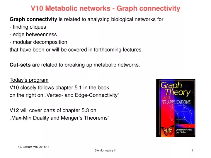 v10 metabolic networks graph connectivity