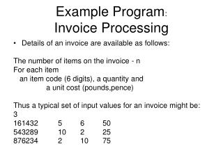 Example Program :  Invoice Processing